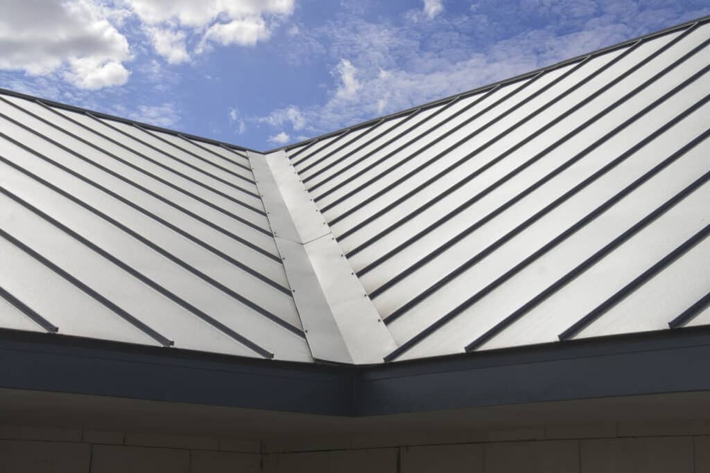 Standing Seam Metal Roof on sky background