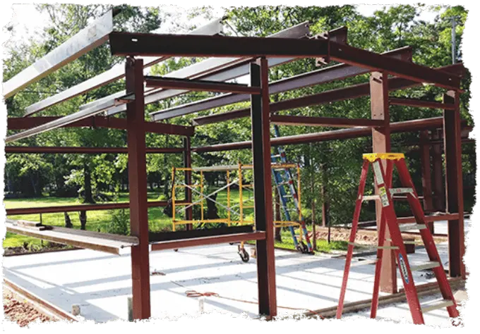 Custom steel building frame, built by ADCO Metals